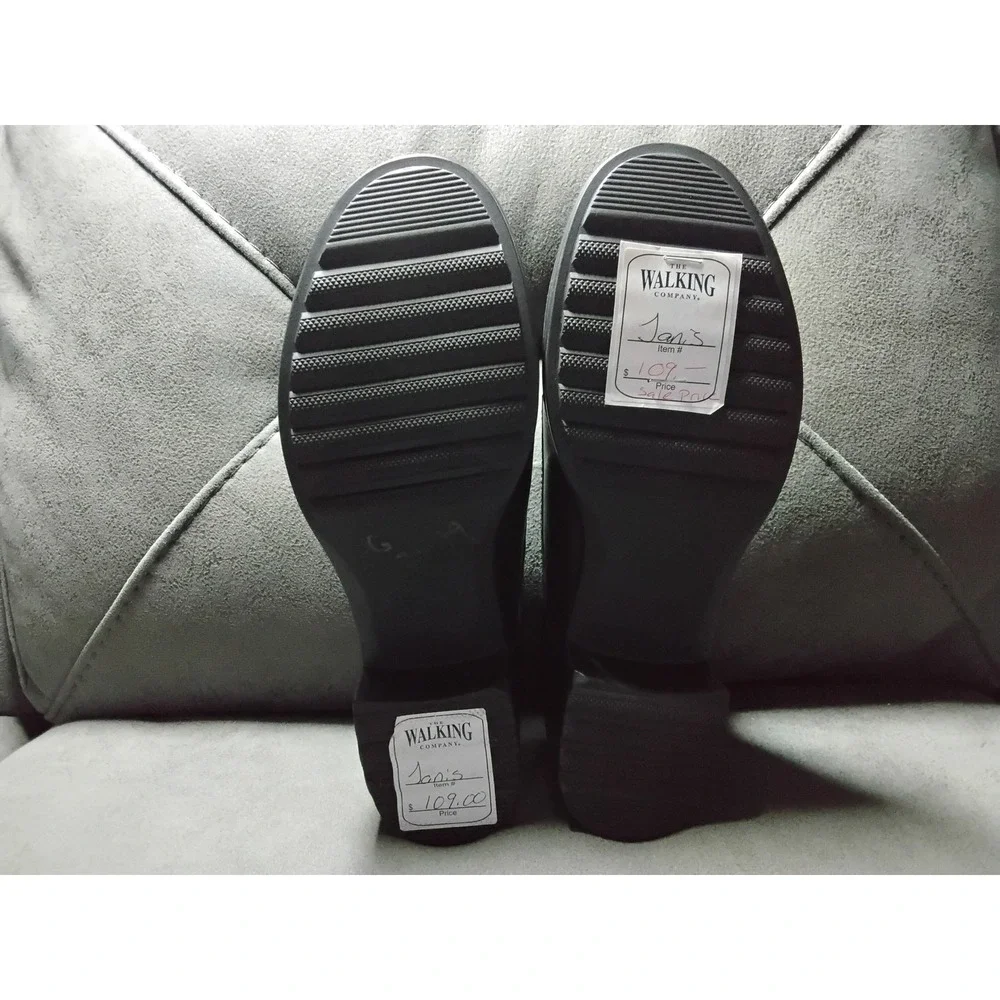 Abeo Janis Black Leather Block Heel Slip On Loafers Professional Shoes Womens